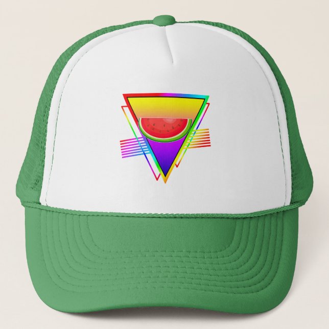 Retro Neon Watermelon Trucker Hat (Front)