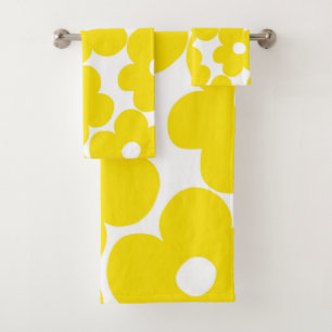 Retro Neon Yellow Daisies #1 #decor #art Bath Towel Set