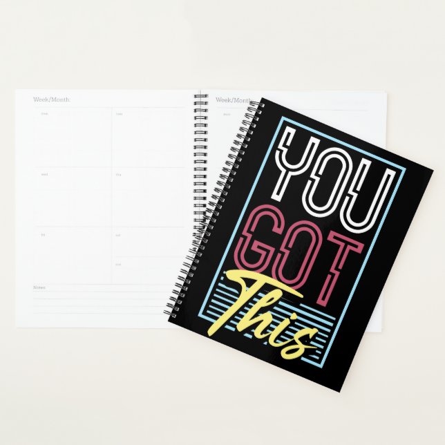 Retro Neon "You Got This" Motivational Typography Planner (Display)