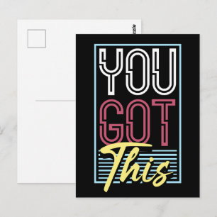Retro Neon "You Got This" Motivational Typography Postcard
