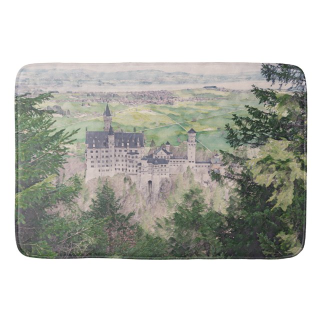 Retro Neuschwanstein Castle in Germany Bath Mat (Front)
