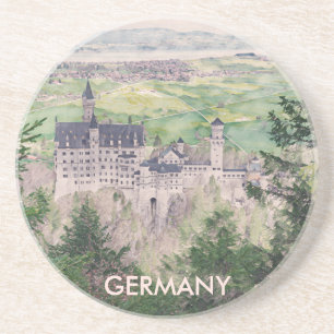 Retro Neuschwanstein Castle in Germany Coaster