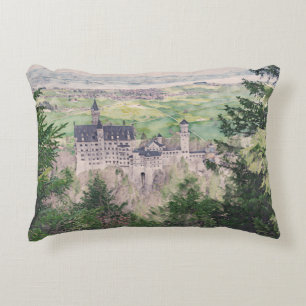 Retro Neuschwanstein Castle in Germany Decorative Cushion
