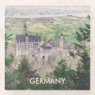 Retro Neuschwanstein Castle in Germany Glass Coaster