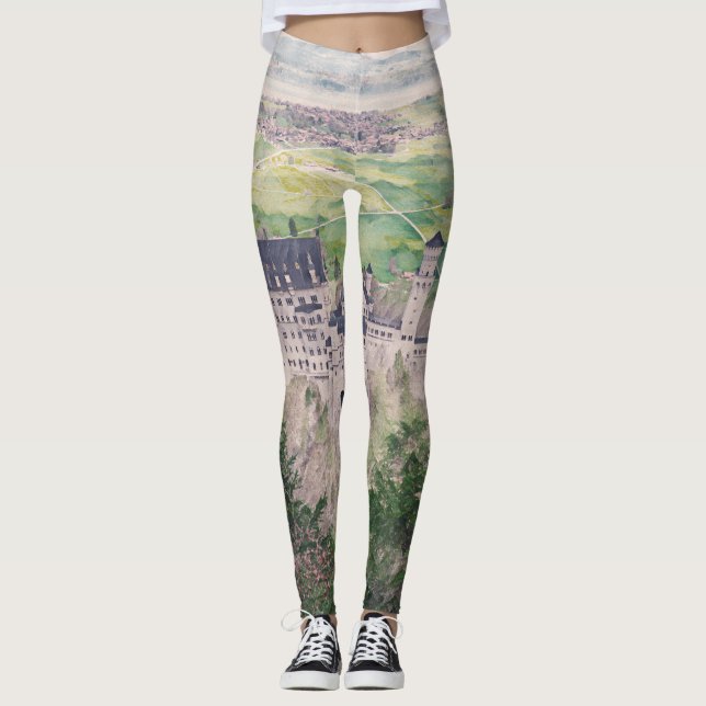 Retro Neuschwanstein Castle in Germany Leggings (Front)
