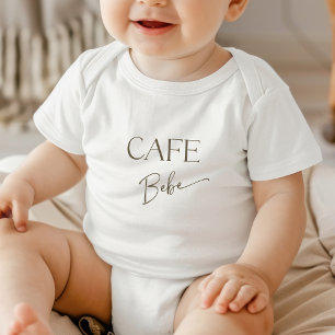 Retro Neutral Bow Cafe Bebe Coffee Baby Shower Bodysuit