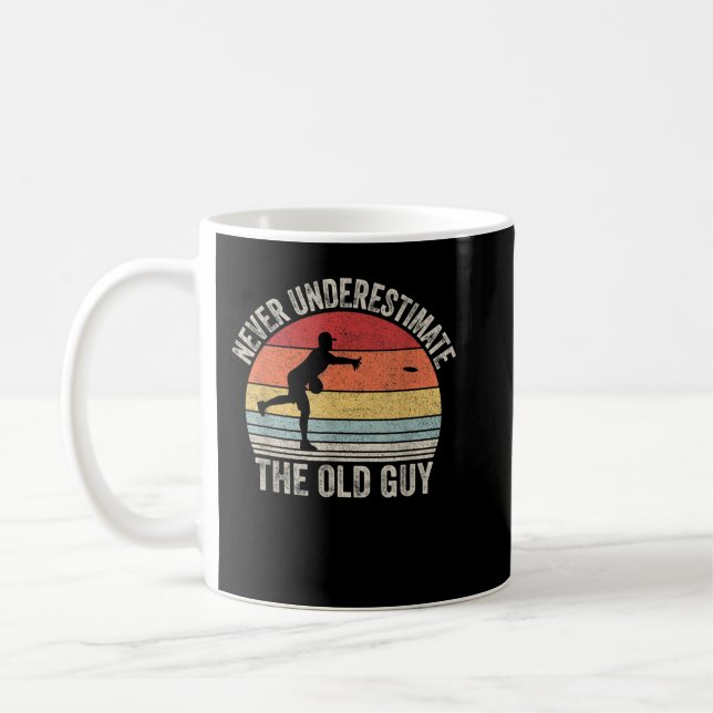 Retro Never Underestimate The Old Guy Funny Disc G Coffee Mug (Left)