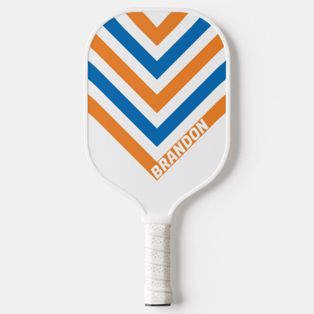 Retro New Amsterdam Chevron with Name Pickleball Paddle (Front)