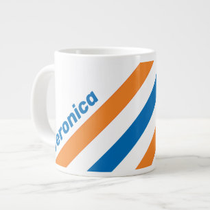 Retro New Amsterdam Stripes with Name Large Coffee Mug