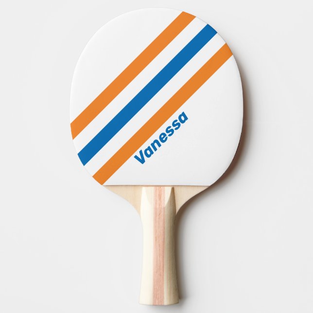 Retro New Amsterdam Stripes with Name Ping Pong Paddle (Front)