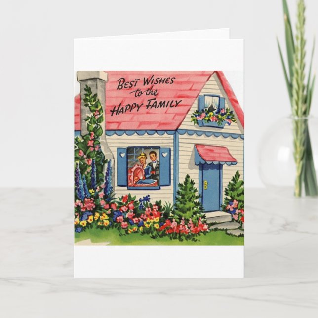Retro New Baby Greeting Card (Front)