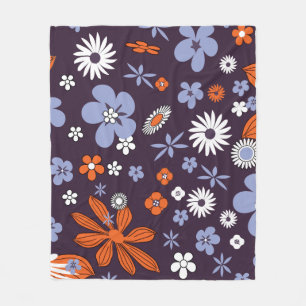 Retro New Design Floral Indie Flower Drawing Aesth Fleece Blanket