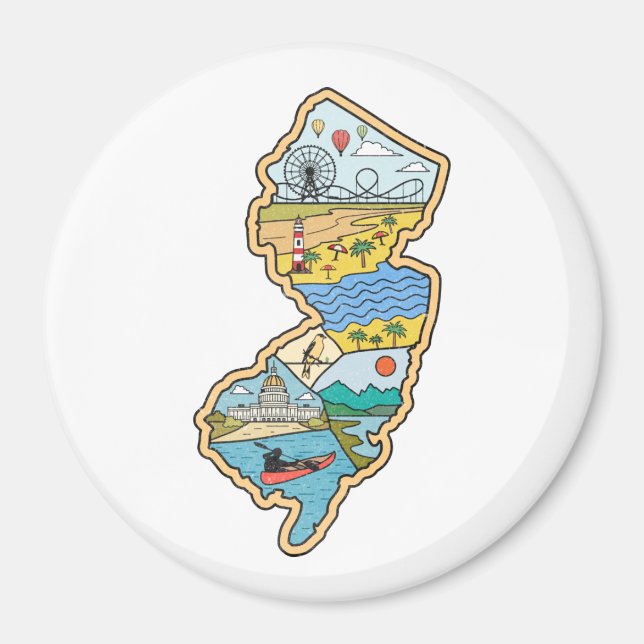 Retro New Jersey Cape May Atlantic City Souvenir Magnet (Front)