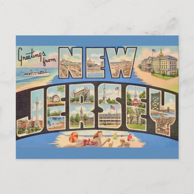 Retro New Jersey Postcard (Front)