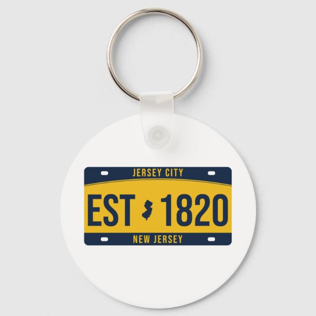 Retro New Jersey State License Plate Souvenir Key Ring (Front)
