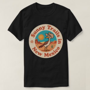 Retro New Mexico Badge_ Roadrunner with Rising Sun T-Shirt
