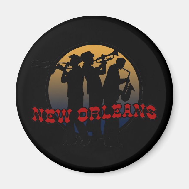 Retro New Orleans Jazz Magnet (Front)