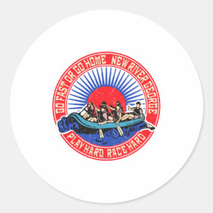 Retro New River George Rafting Classic Round Sticker