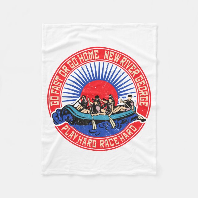 Retro New River George Rafting  Fleece Blanket (Front)