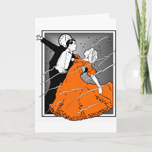 Retro New Year's Eve Couple, Holiday Card (Front)