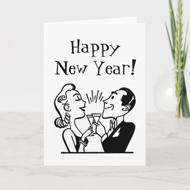 Retro New Year's Holiday Card (Front)