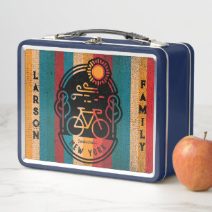 Retro New York Bike Trail  Metal Lunch Box