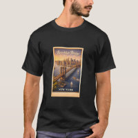 Retro New York City Brooklyn Bridge Aerial Poster