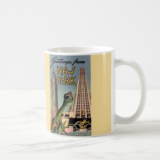 Retro New York City Greeting Coffee Mug (Right)