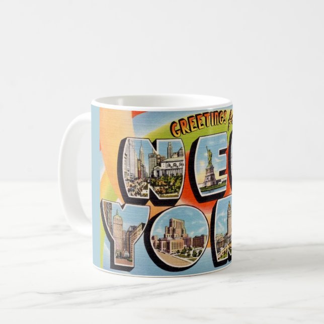 Retro New York City Greeting Mug (Front Left)