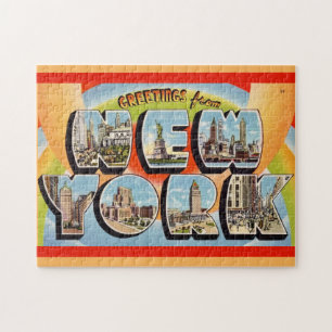 Retro New York City Greeting Mug Jigsaw Puzzle