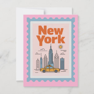 Retro New York City Travel Minimalist Skyline  Postcard