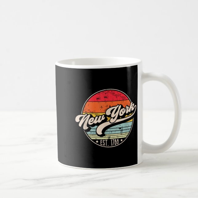 Retro New York Home State Ny Cool 70s Style Sunset Coffee Mug (Right)