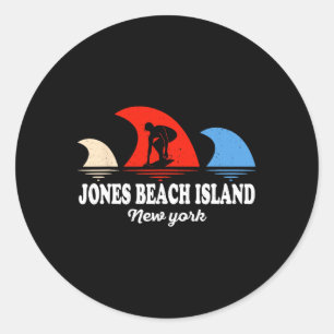 Retro New York Jones Beach Island Surfboarding Classic Round Sticker