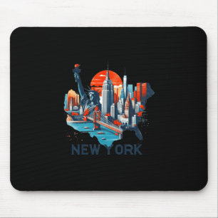 Retro New York Skyline Silhouette _1  Mouse Mat