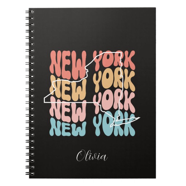 Retro New York State – Personalised  Notebook (Front)