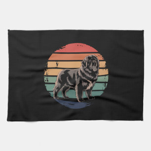 Retro Newfoundland Vintage Dog Lover Gifts for Men Tea Towel