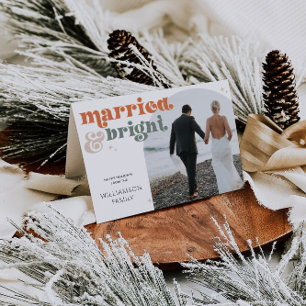 Retro Newlywed Arch Photo Folded Holiday Card