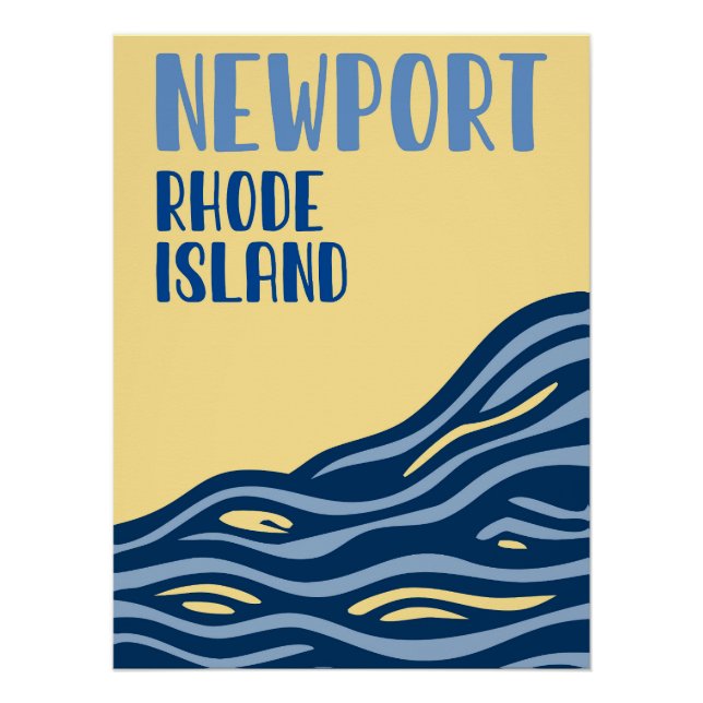 Retro Newport Rhode Island Ocean Waves Travel Poster (Front)