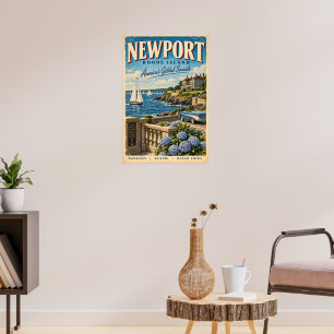 Retro Newport Rhode Island Travel Poster Coastal