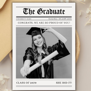 Retro Newspaper 2026 Graduation Photo Announcement