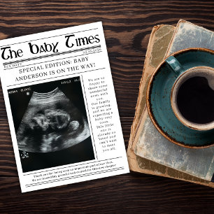Retro Newspaper Photo Pregnancy Announcement Card