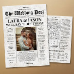 Retro Newspaper Wedding Program with Timeline Card<br><div class="desc">Make your wedding stand out from the ordinary with this beautiful classic newspaper program. Looking for a unique way to display your wedding program? Your guests will be impressed and will enjoy reading your special wedding newspaper. The timeline icons can be moved to customise the program according to your planned...</div>