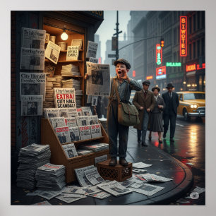 Retro Newsstand Graphic Poster