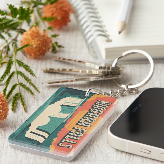 Retro Niagara Falls Sunset Keychain  (Front Right)