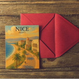 Retro Nice France French Riviera Promenade Postcard