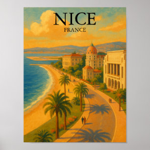 Retro Nice France French Riviera Promenade  Poster