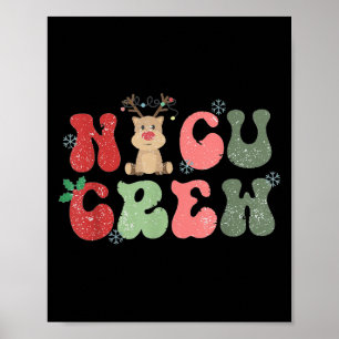 Retro Nicu Crew Christmas Lights Reindeer Neonatal Poster