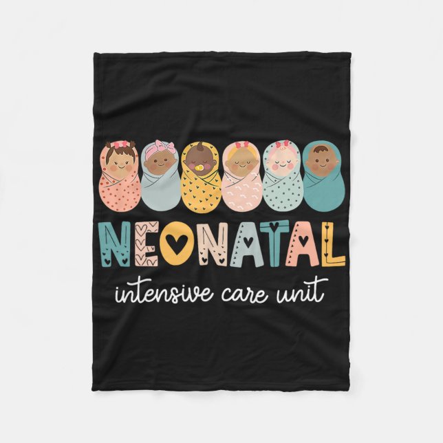 Retro Nicu Nurse Shirt Neonatal Intensive Care Uni Fleece Blanket (Front)