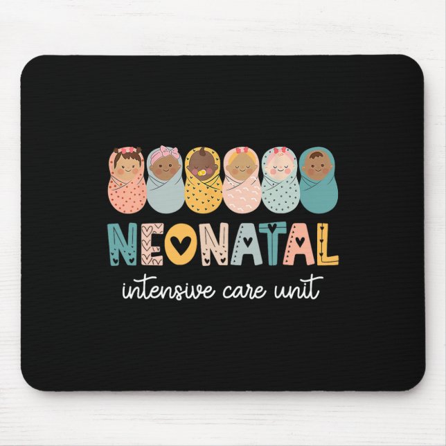 Retro Nicu Nurse Shirt Neonatal Intensive Care Uni Mouse Mat (Front)