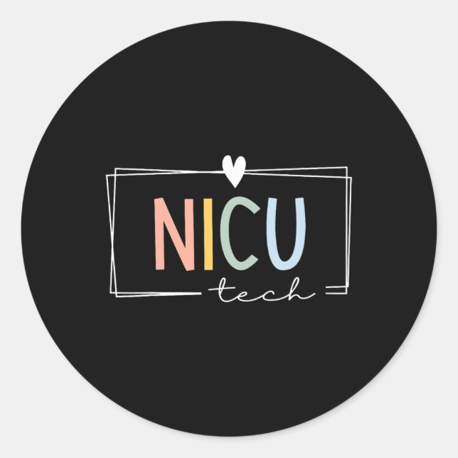 Retro Nicu Tech Neonatal Intensive Care Unit Icu N Classic Round Sticker (Front)